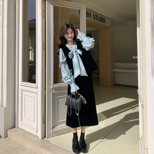 高级感甜美蝴蝶结衬衫套装女春季2026新款轻熟御姐风半身裙两件套