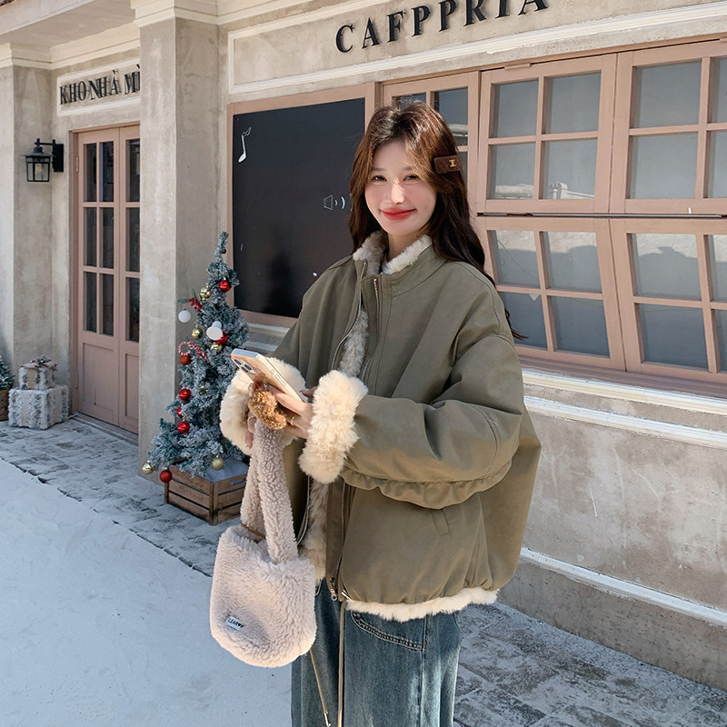 休闲两面穿羊羔毛外套女冬季2025