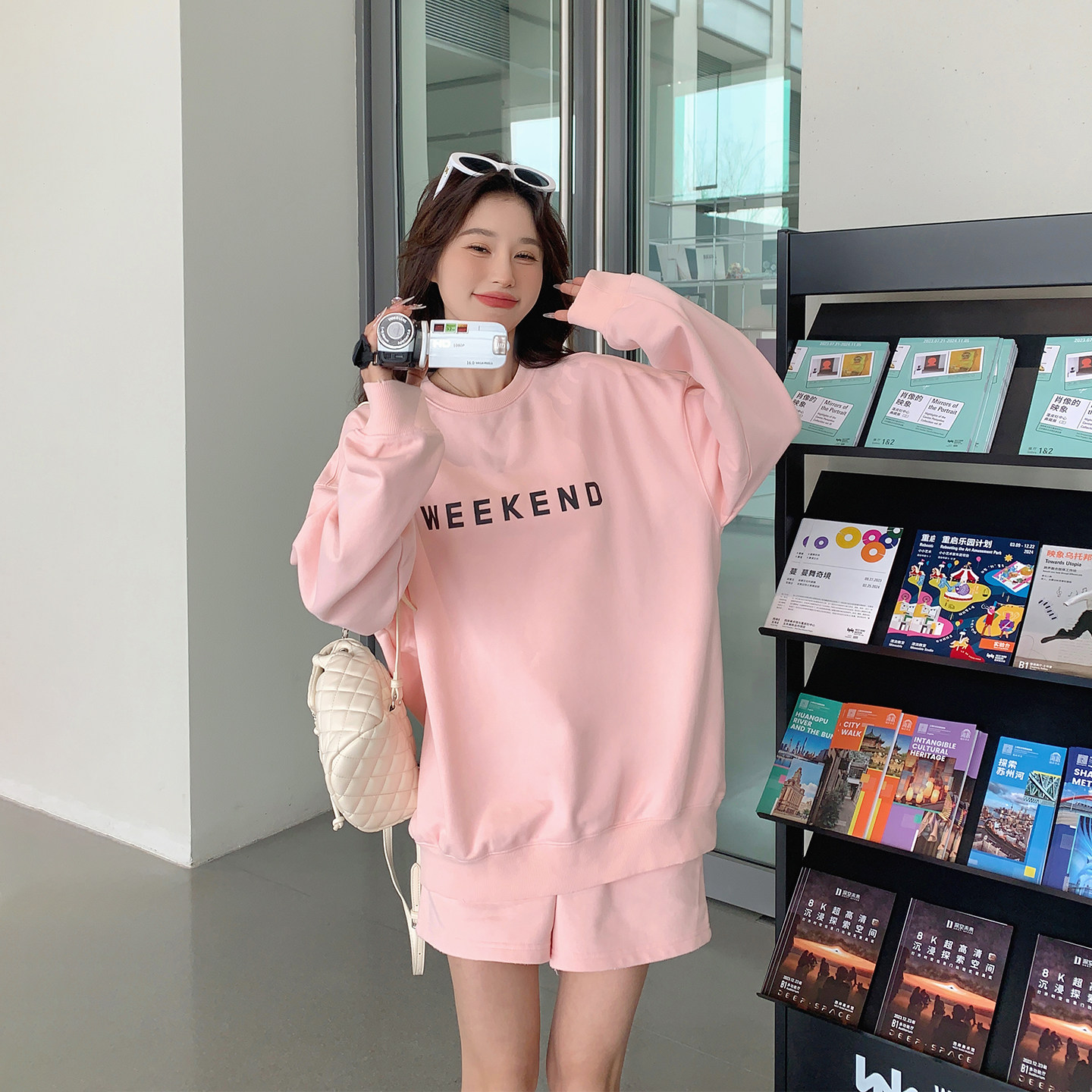 甜美休闲运动字母卫衣短裤套装女春季2026新款小个子松弛感两件套