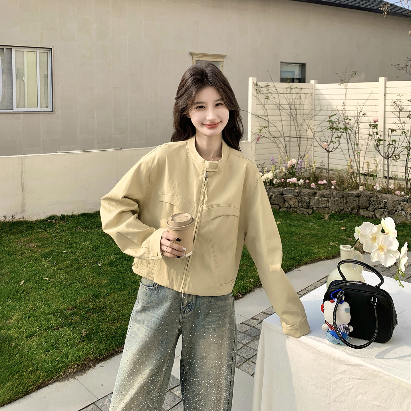 黄色超火短款皮衣外套女春季2026新款小个子爆款高级感PU夹克机车