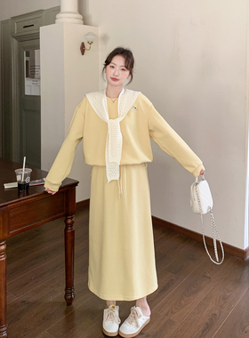 今年流行漂亮甜美黄色套装女春季2026新款松弛感卫衣半身裙两件套