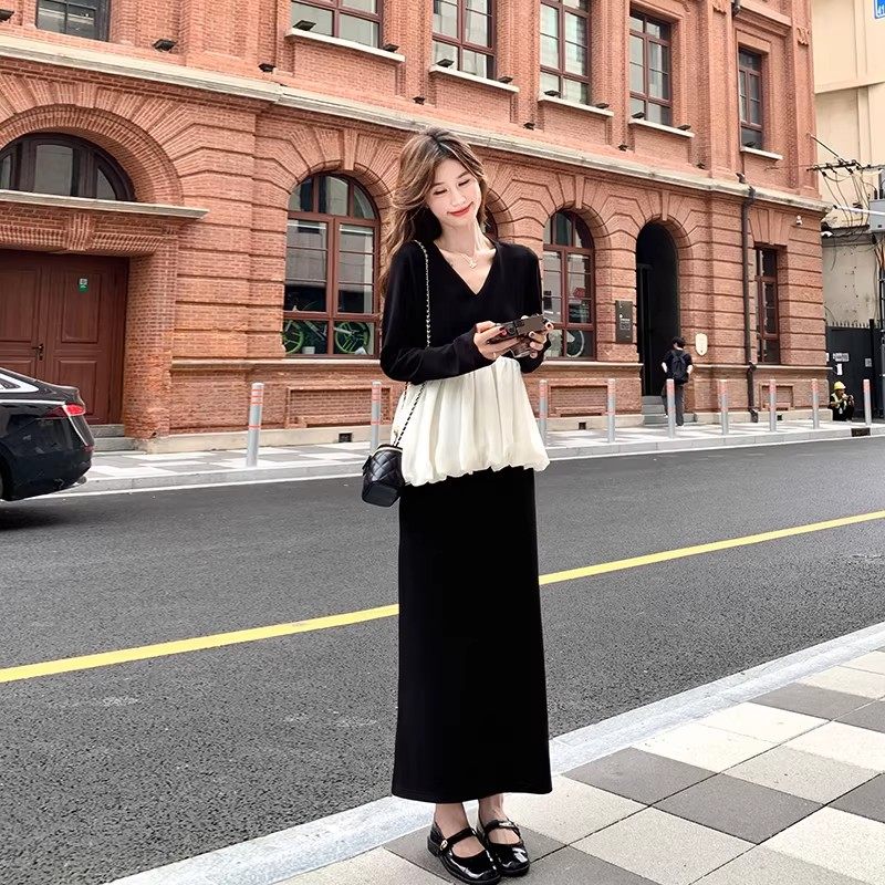 黑白拼接氛围感巨好看套装女春季2026新款气质小香风半身裙两件套,女装/女士精品,时尚套装,淘宝优惠券,粉丝福利购,淘宝优惠卷