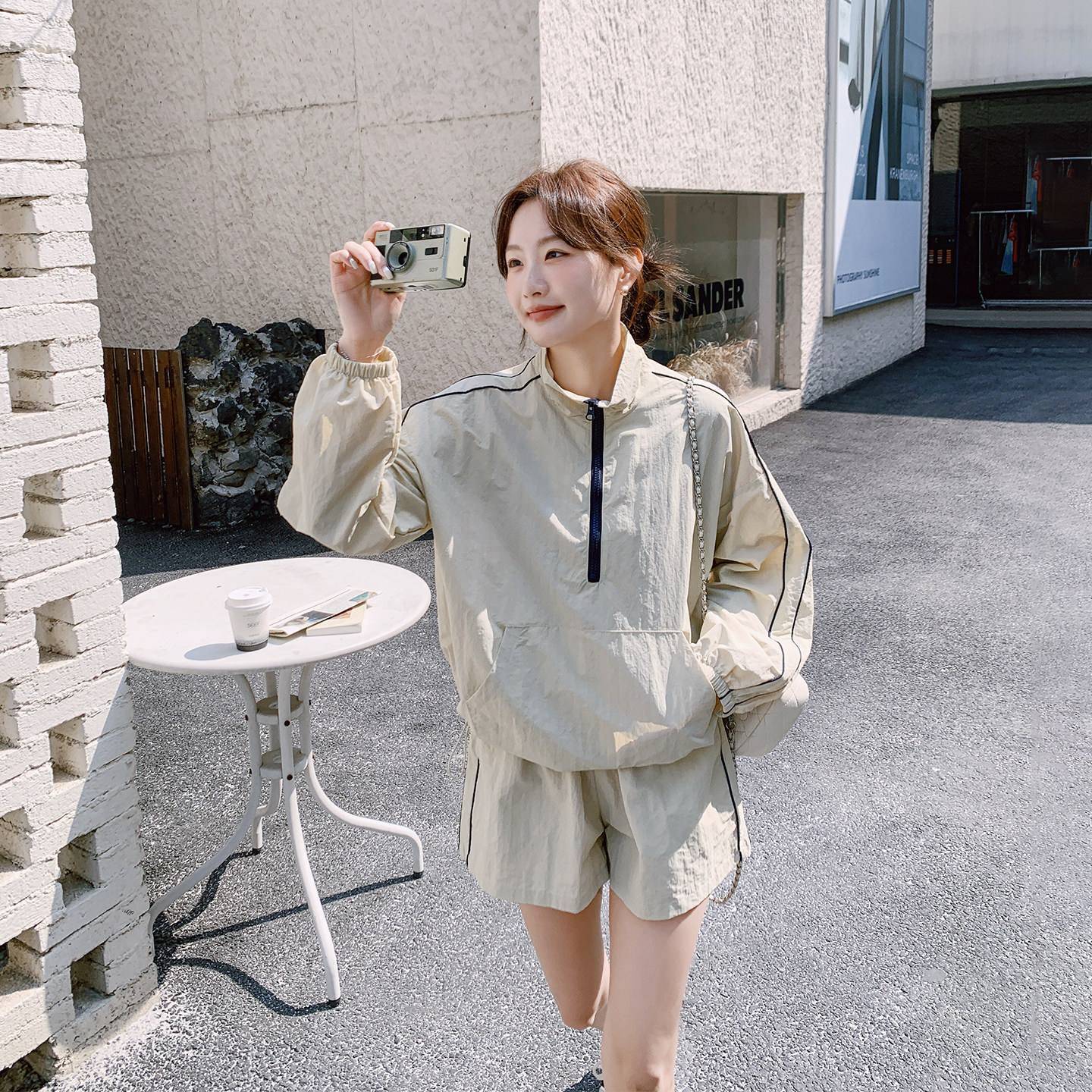 休闲运动防晒立领短外套短裤套装女春季2026新款减龄小个子两件套