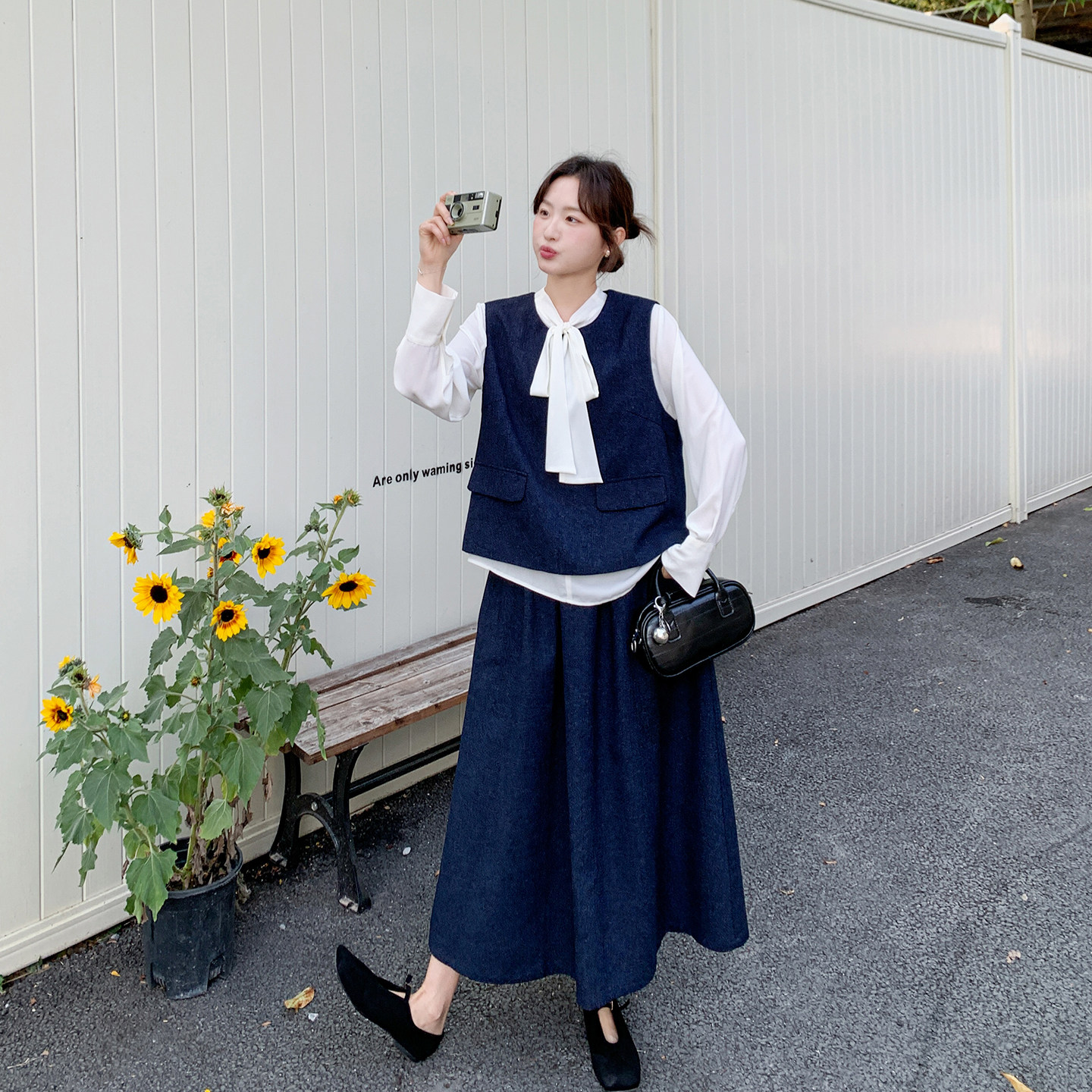 轻熟风超火穿搭蓝色马甲套装女春季2026新款爆款衬衫半身裙三件套,女装/女士精品,时尚套装,淘宝优惠券,粉丝福利购,淘宝优惠卷