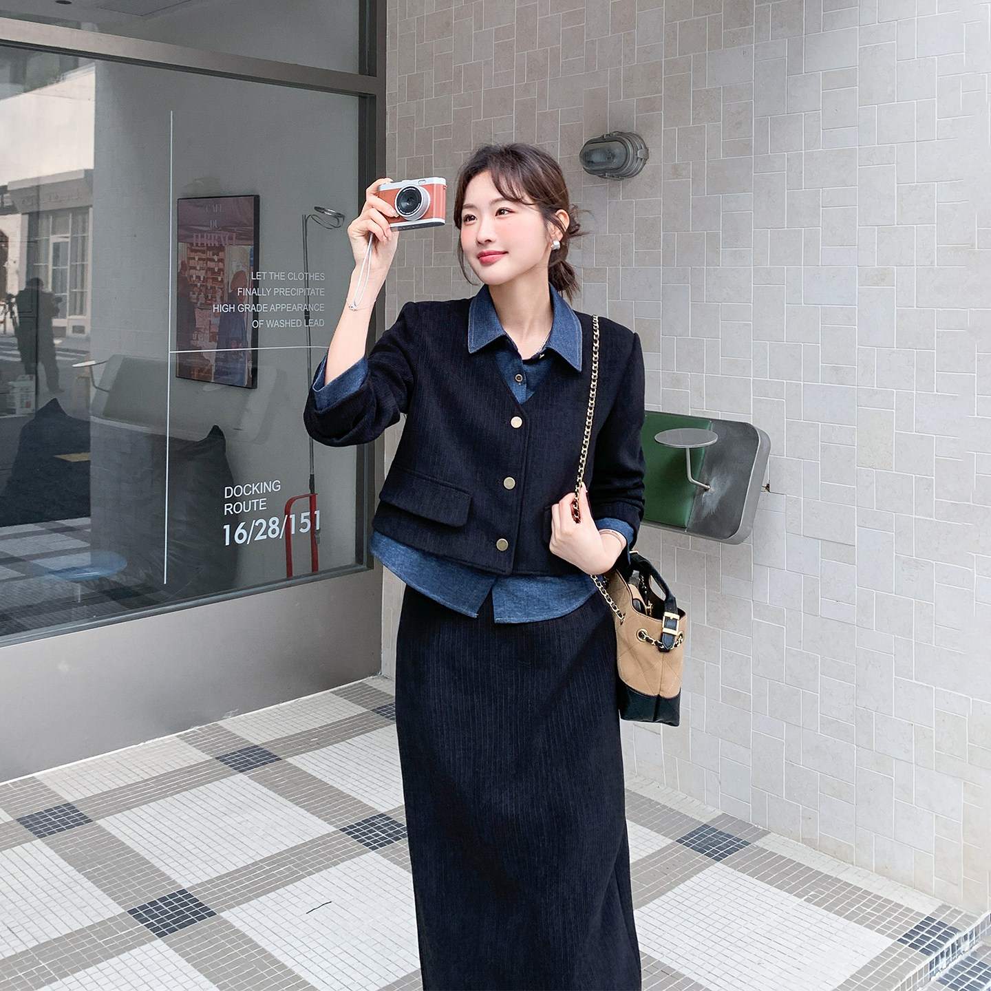 轻熟风气质拼接上衣半身裙套装女春季2026新款今年流行爆款两件套