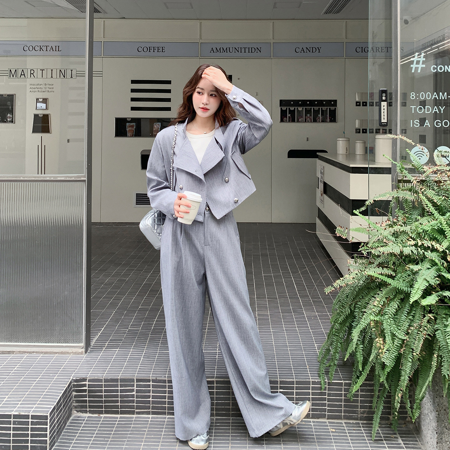 设计感氛围感超火减龄套装女春季2026新款一整套西装阔腿裤两件套