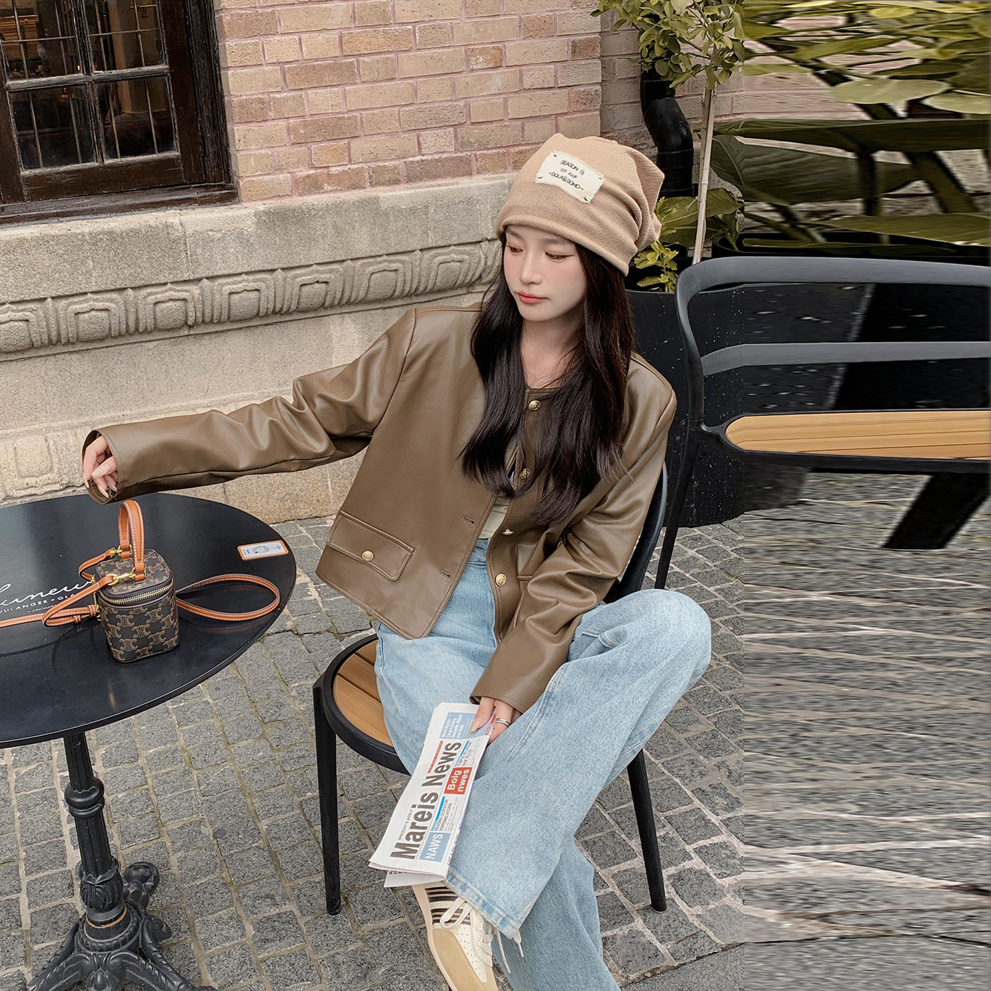 今年流行爆款圆领小个子短皮衣外套女春季2026新款机车服超火夹克