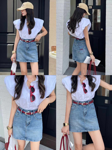 MINI JEANS夏季新款17210超薄款弹力牛仔短裙半身裙有安全裤