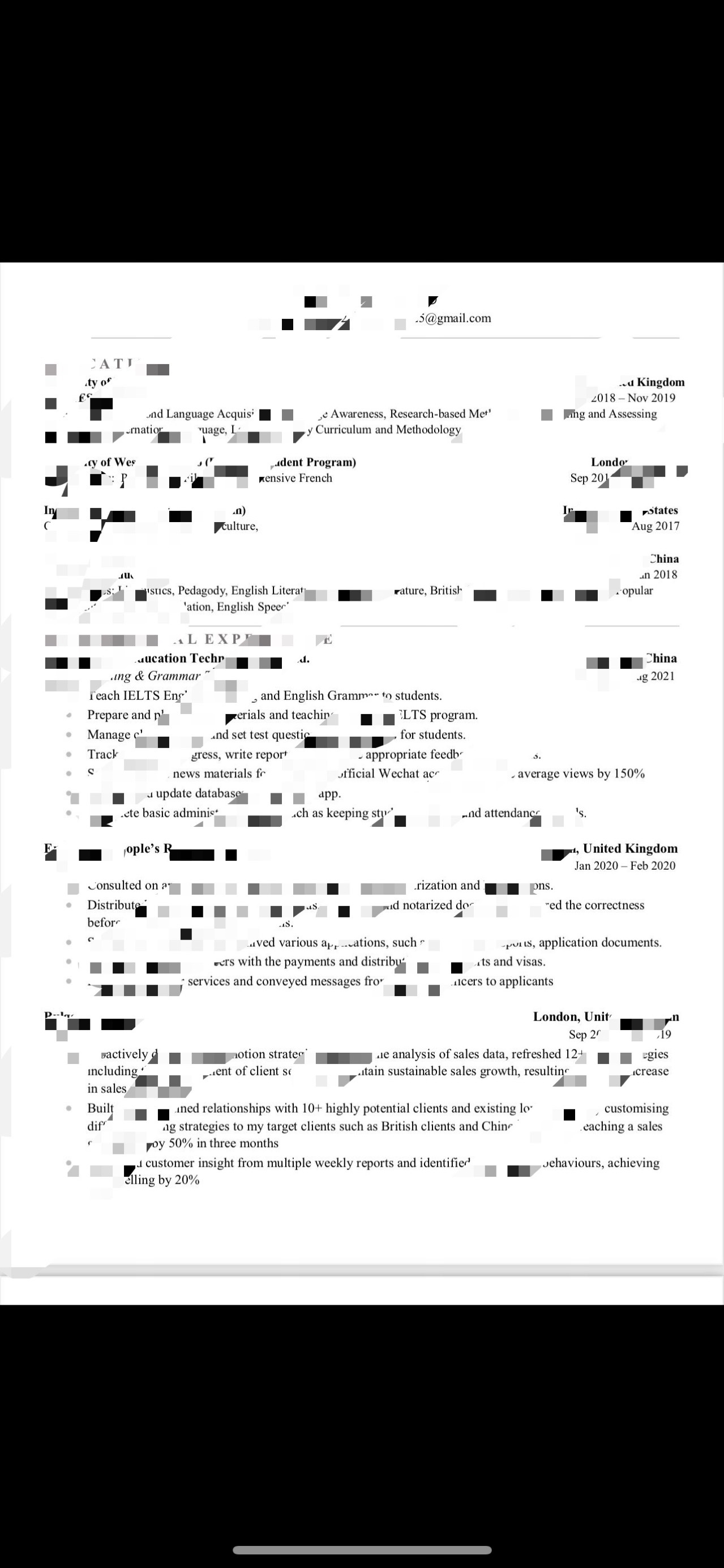 英文resume 个人介绍 标准格式