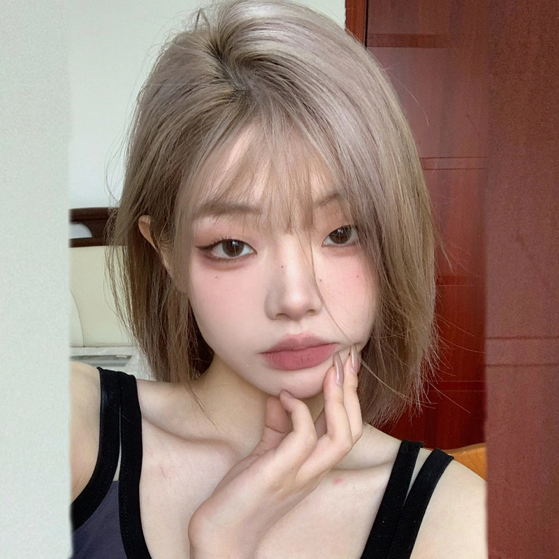 公主李假发女短发bobo头可爱潮色圆脸网红发套全头套仿真发型女