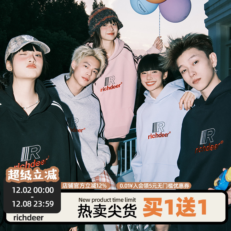 RICHDEER美式情侣重工刺绣卫衣