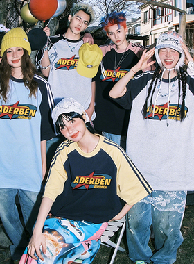 ADERBEN休闲风潮牌T恤男女2026夏季新款印花圆领短袖青年休闲上衣