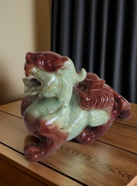 好运岫玉器长20厘米岫岩玉貔貅摆件钱串子摆件家居瑞兽