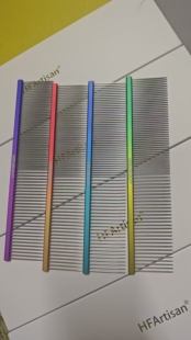 HFArtisan炫彩渐变排梳宠物梳毛美容开结排梳猫咪狗狗专用梳子