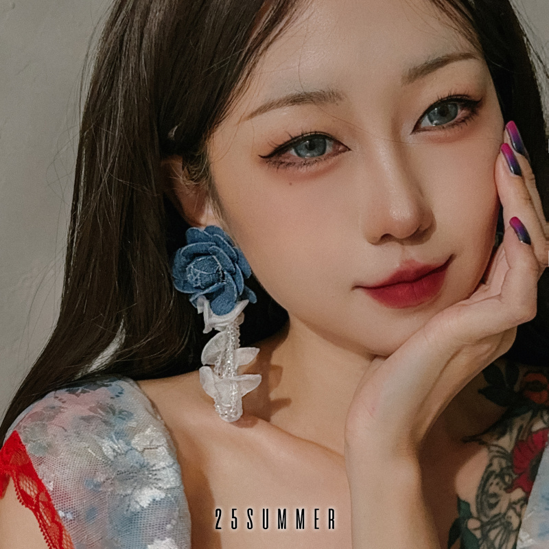 25SUMMER原创牛仔花女款耳环