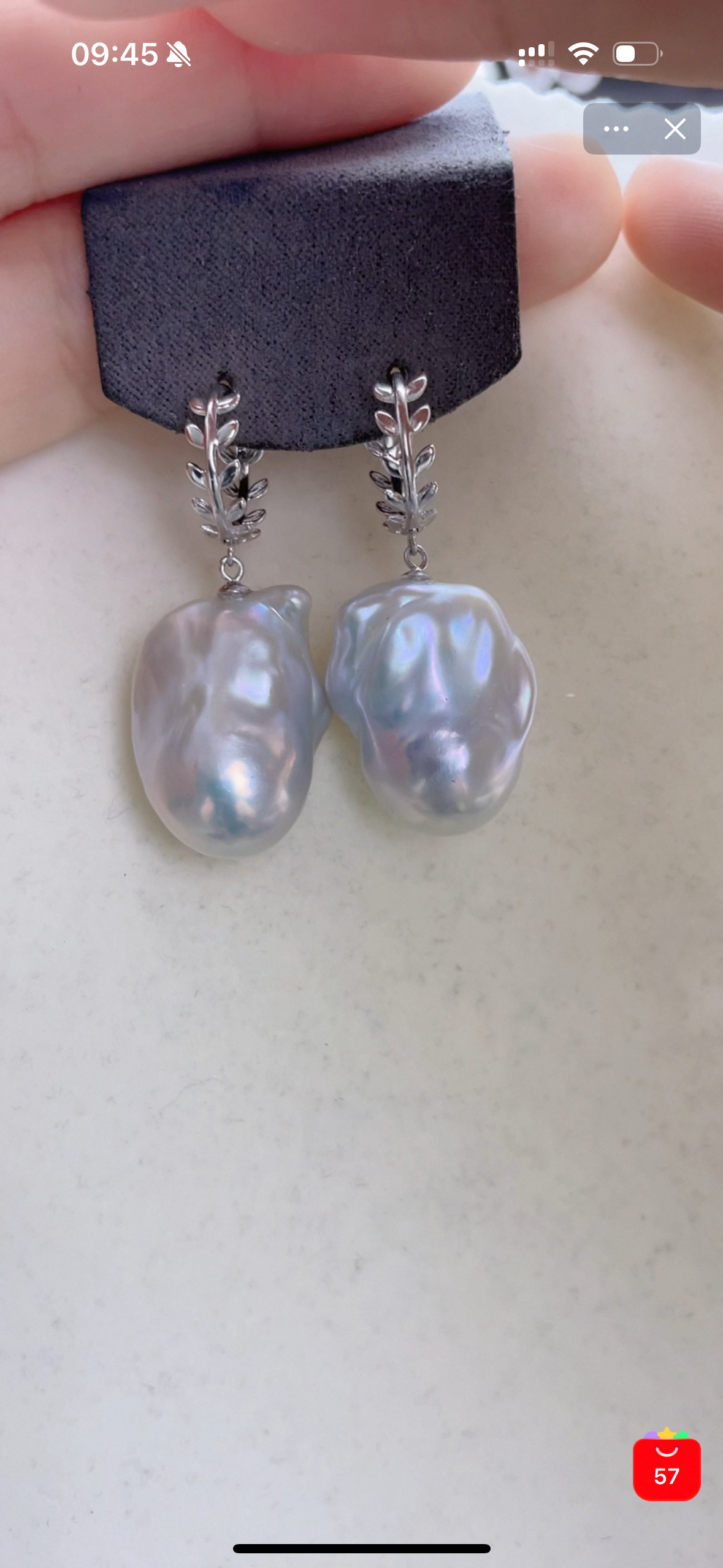 银蓝极光巴洛克珍珠耳饰