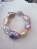 女娲补天七彩石～炫彩巴洛克珍珠手链