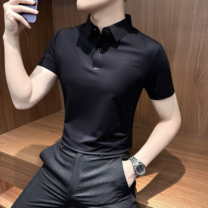 高档polo衫男短袖夏季薄款2026新款帅气无痕半袖男装冰丝凉感t恤