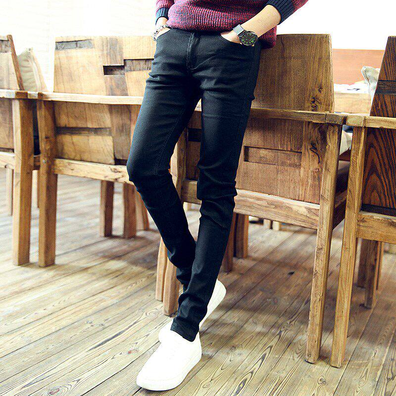 官方正品CKvi春季韩版牛仔裤白色弹力修身小脚裤男紧身纯白裤子潮