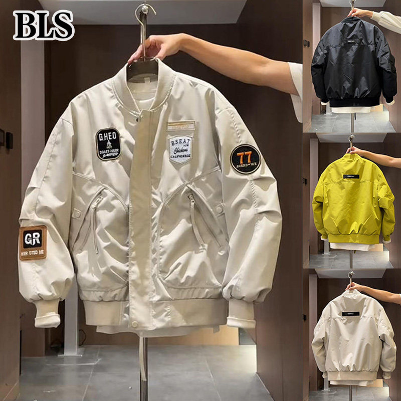 高端贴布刺绣棒球服男款秋冬2026新款宽松休闲棒球领飞行夹克外套