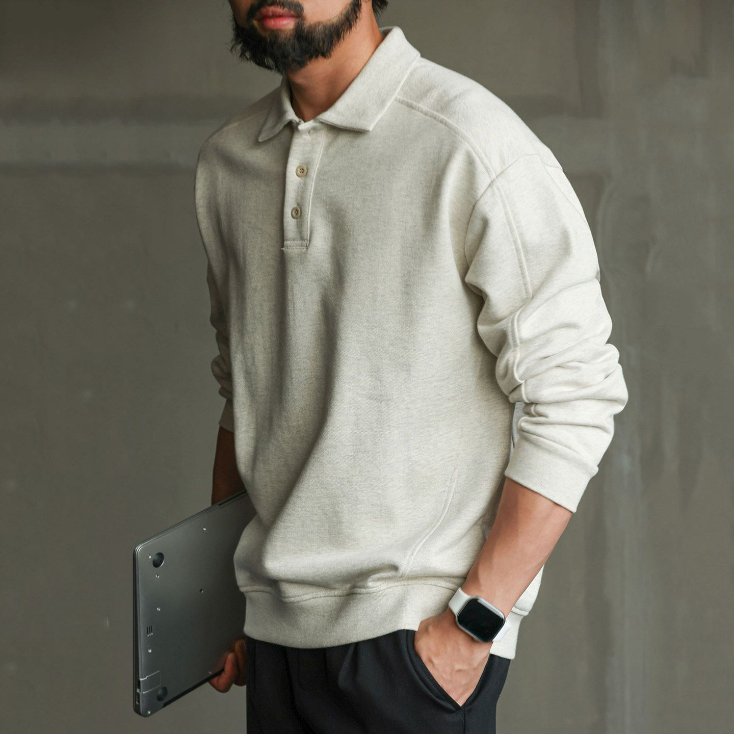 原棉部落 纯棉polo衫卫衣男士春季拼接马球运动休闲百搭翻领T恤