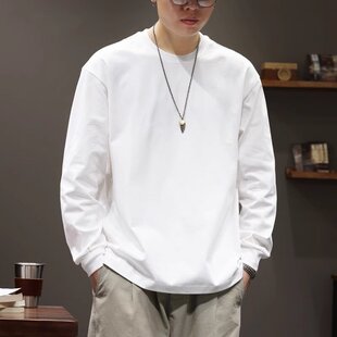 春季 t恤男圆领打底衫 BIAS重磅纯棉长袖 纯色简约百搭体恤 neith