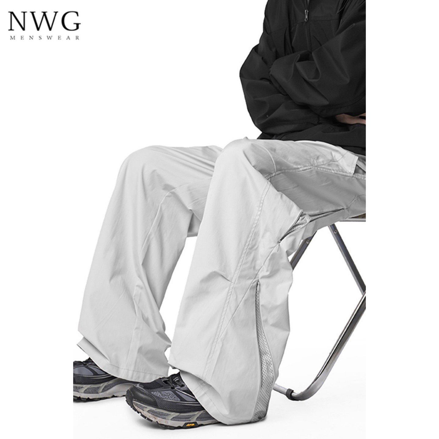 网眼速干工装裤男夏季薄款宽松直筒户外登山运动裤子男休闲冲锋裤