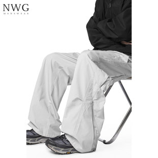 网眼速干工装裤男夏季薄款宽松直筒户外登山运动裤子男休闲冲锋裤