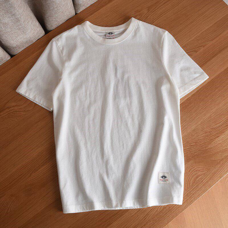 MAROLIO美式休闲~夏季纯棉短袖T恤男纯色简约百搭圆领半袖上衣潮