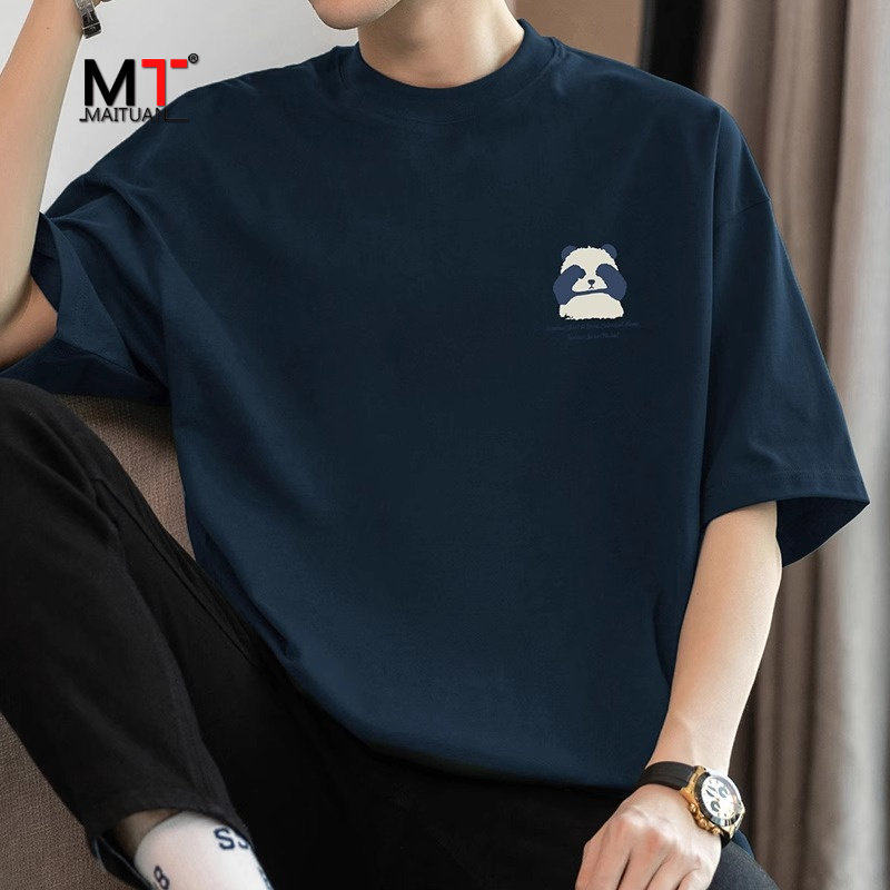 高端美式重磅纯棉短袖t恤男士2026新款潮流宽松圆领半袖上衣男款