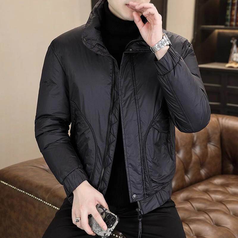 MONES出口法国~高端轻薄立领羽绒服男短款白鸭绒男士冬装外套保暖