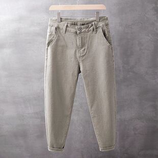 neith 宽松小脚9分裤 BIAS春秋潮牌男士 纯色哈伦裤 卡其灰牛仔裤