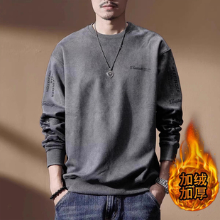 Ssew意大利进口软麂皮绒卫衣男士2025秋冬季美式潮牌休闲长袖上衣