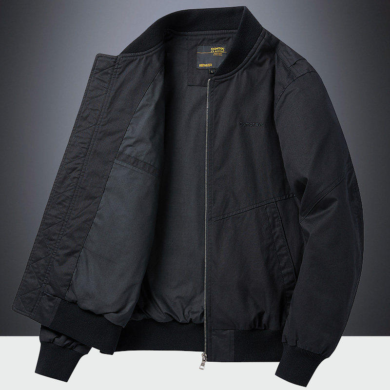 飞行员夹克男春秋季宽松休闲薄款工装棒球领外套高端中年男士上衣