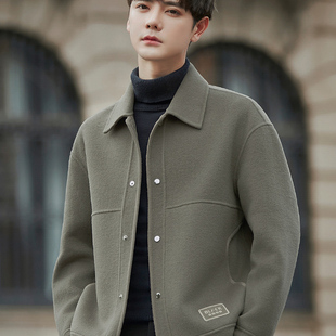 休闲夹克 BIAS潮牌秋冬毛呢翻领外套男双面羊毛大衣短款 neith