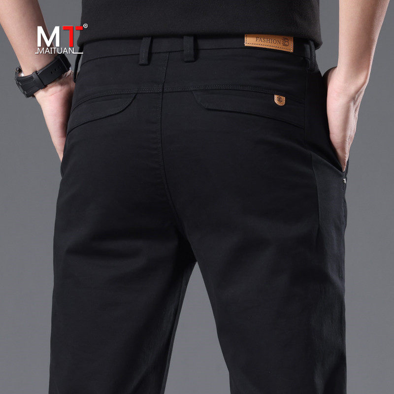高端纯棉休闲裤男士2026新款春夏季男裤商务修身直筒西裤男款冬装