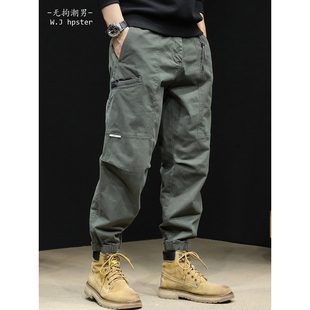 男2025秋冬宽松哈伦休闲束脚裤 潮牌it 裤 BIAS军绿日系工装 neith
