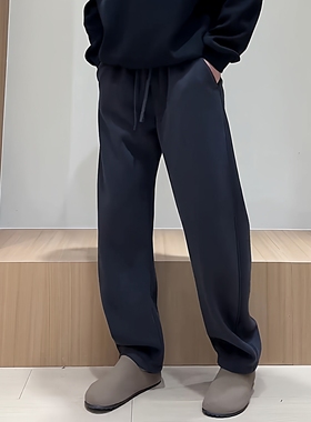 Ander Jurnal秋冬季加绒简约弯刀休闲裤男宽松香蕉裤直筒阔腿卫裤