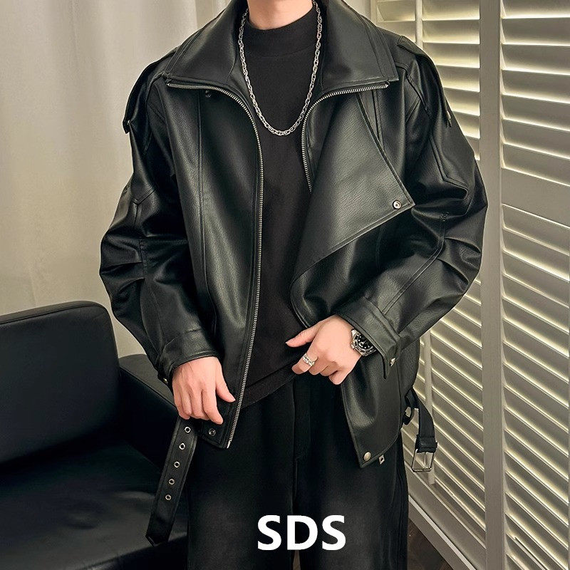 美拉德皮衣外套男秋冬季2025新款痞帅加厚防风机车服真皮宽松夹克