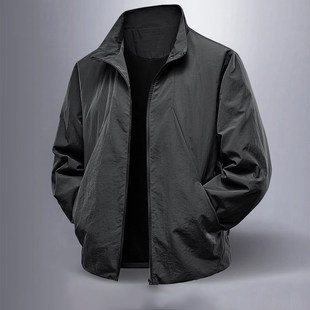 高端商务男士夹克外套2026春季新款立领休闲运动男款防水茄克秋装