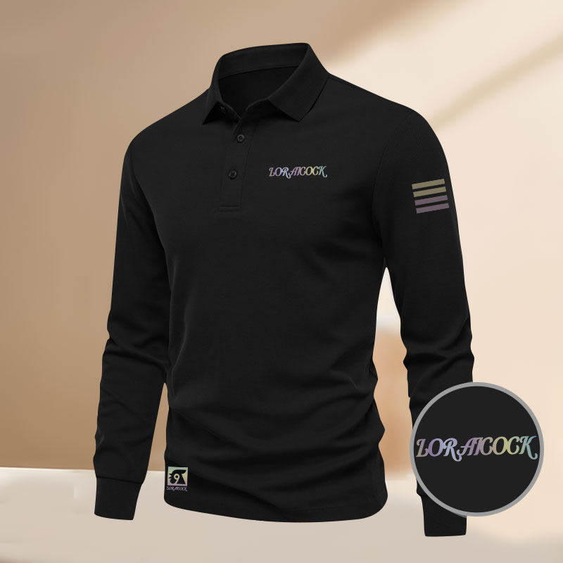 高端纯棉长袖POLO衫男秋季新款商务翻领男士潮流百搭休闲T恤上衣