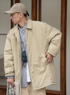 【日系复古】Ander Jurnal冬季长款纯色宽松百搭加厚棉衣外套男潮