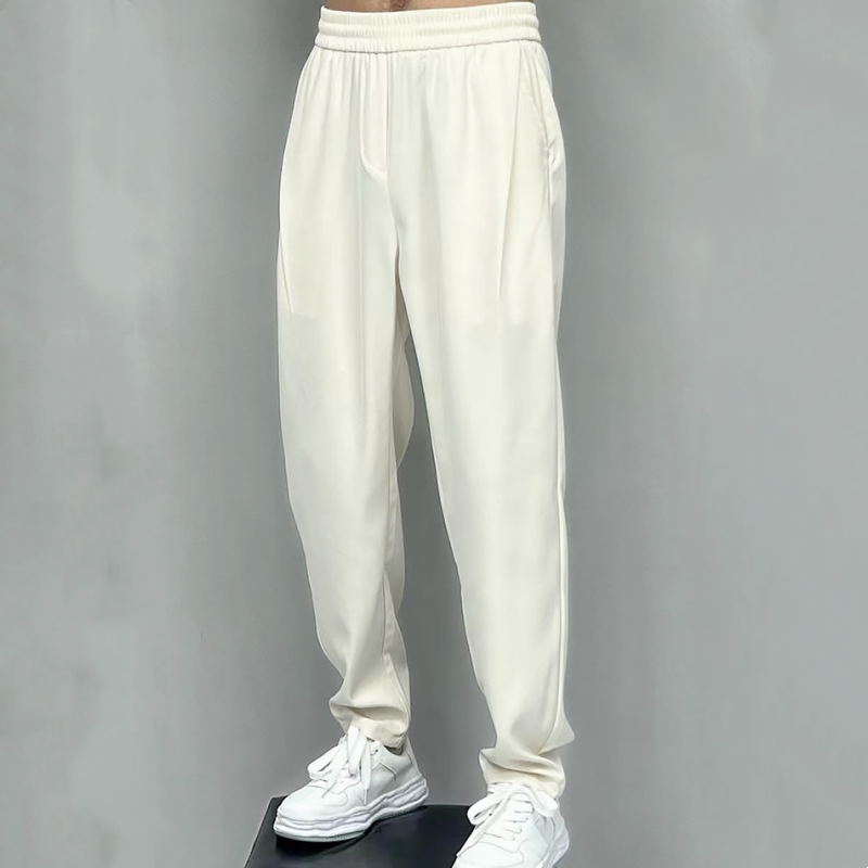 潮牌夏季薄款冰丝休闲裤男士直筒宽松小脚阔腿运动长裤子垂感卫裤