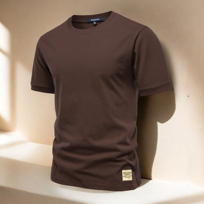 高级感纯棉T恤男短袖2025夏季新款轻奢时尚百搭圆领透气打底衫潮