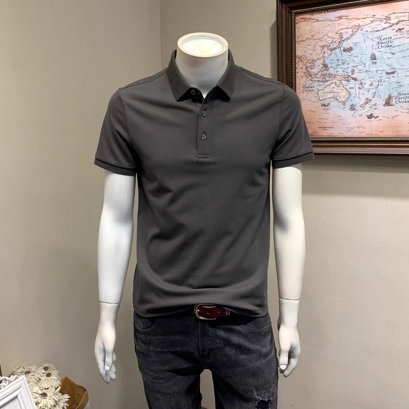 高端短袖POLO衫男夏季新款时尚休闲半袖上衣简约纯色商务翻领T恤