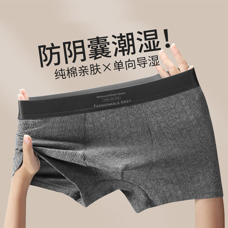 纯棉内裤男士夏季2026新款四角男式阴囊防潮湿舒适男生平角短裤nk