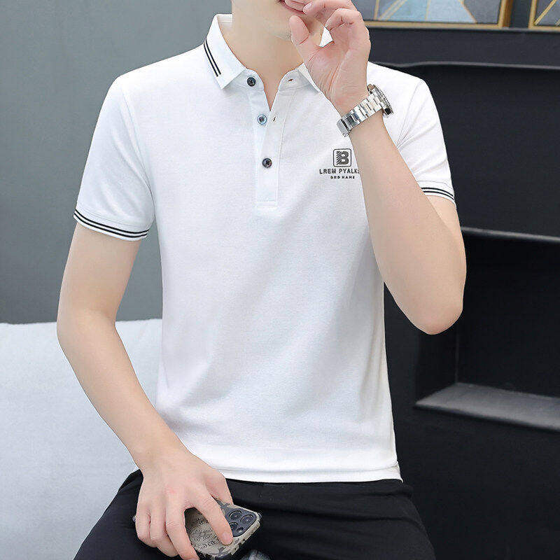 高端男士短袖polo衫翻领夏季2026新款高端商务休闲冰丝薄款男T恤