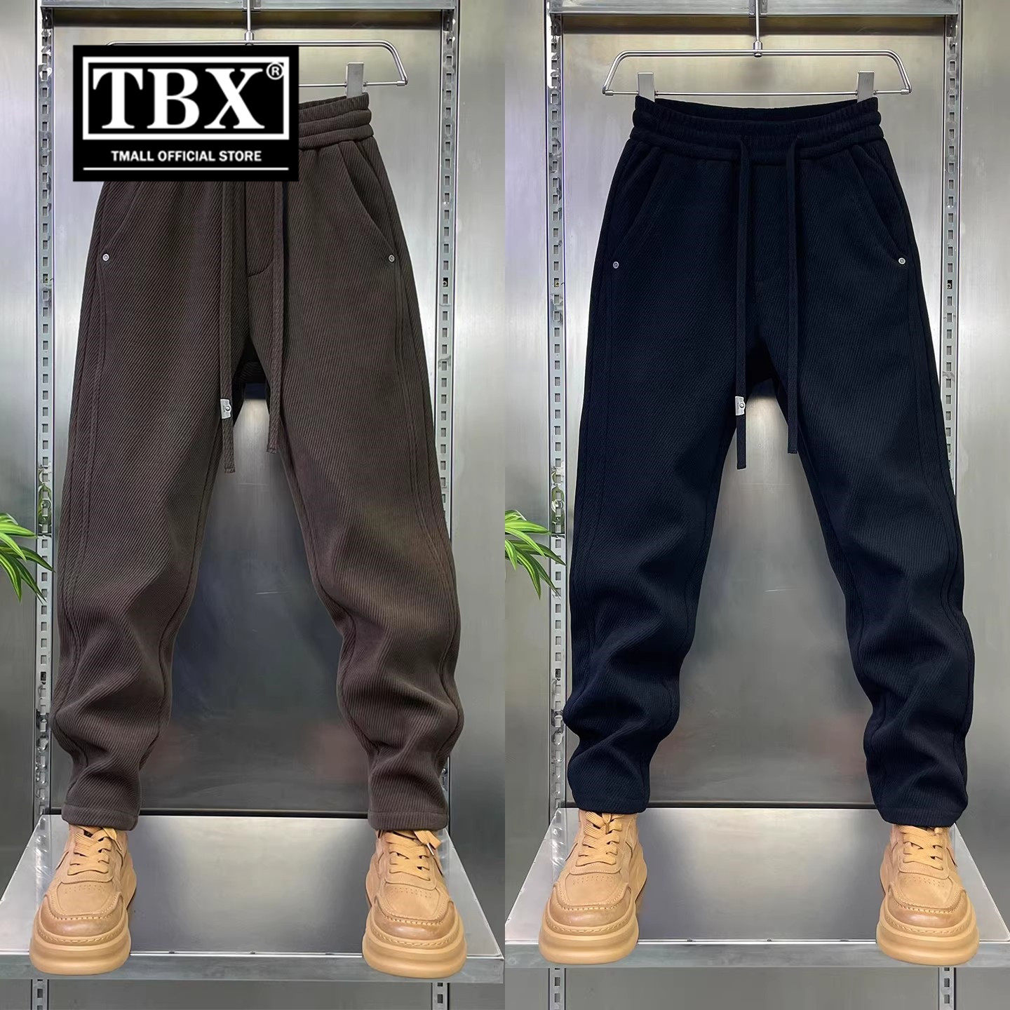 高端重磅斜纹休闲裤男士2026新款春秋季男裤宽松小脚裤子男款春装