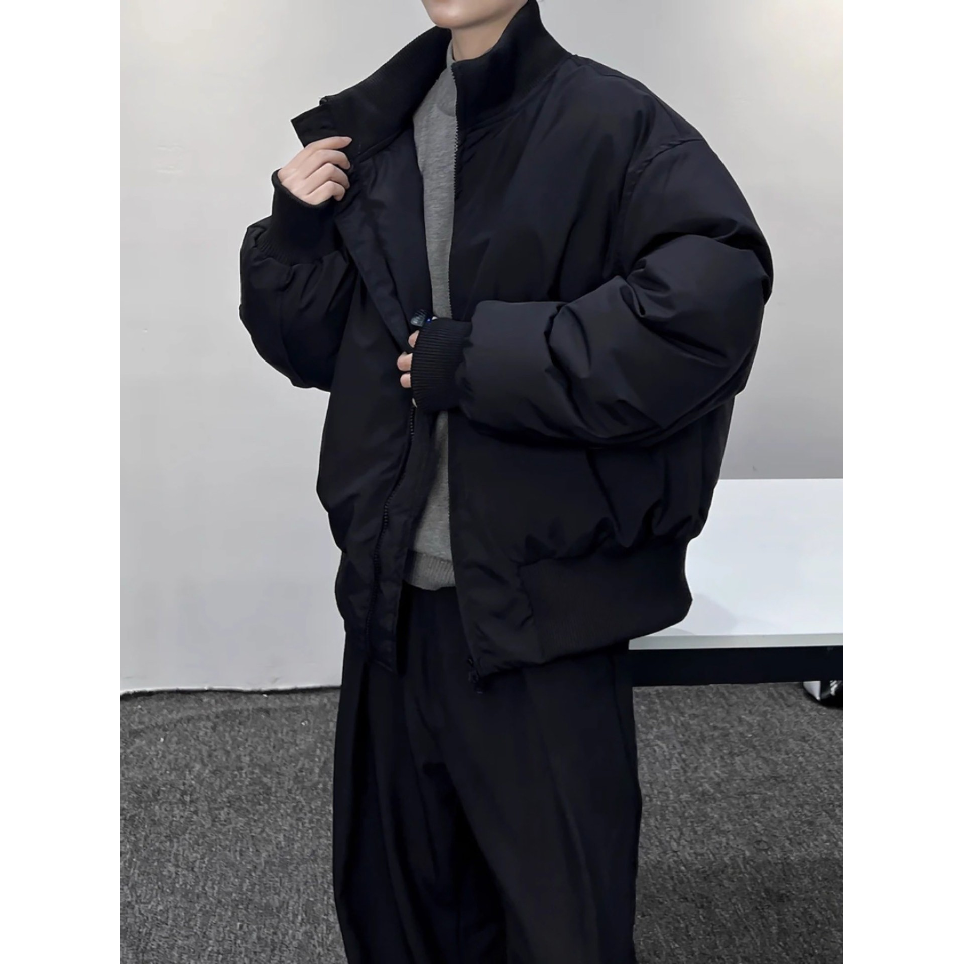 韩国Uamtor短款棉服男款冬季美式飞行员夹克夹棉廓形cleanfit外套