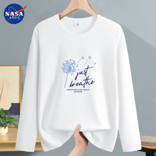 青少年学生宽松春秋内搭打底衫 新款 t恤男生秋季 NASA联名纯棉长袖